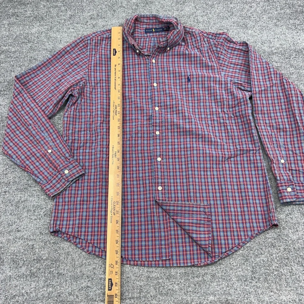 Polo Ralph Lauren Shirt Mens XL Red Blue Check Plaid Long Sleeve Button‎ Down